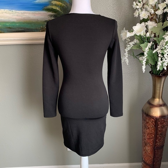 Divided H&M Black Ribbed Keyhole Long Sleeve Bodycon Dress Size 2 - Picture 10 of 16
